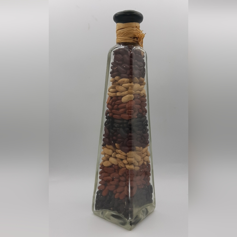 Beans Layered Mixture Kitchen Decor with Decorative Tall Glass Bottle 11"